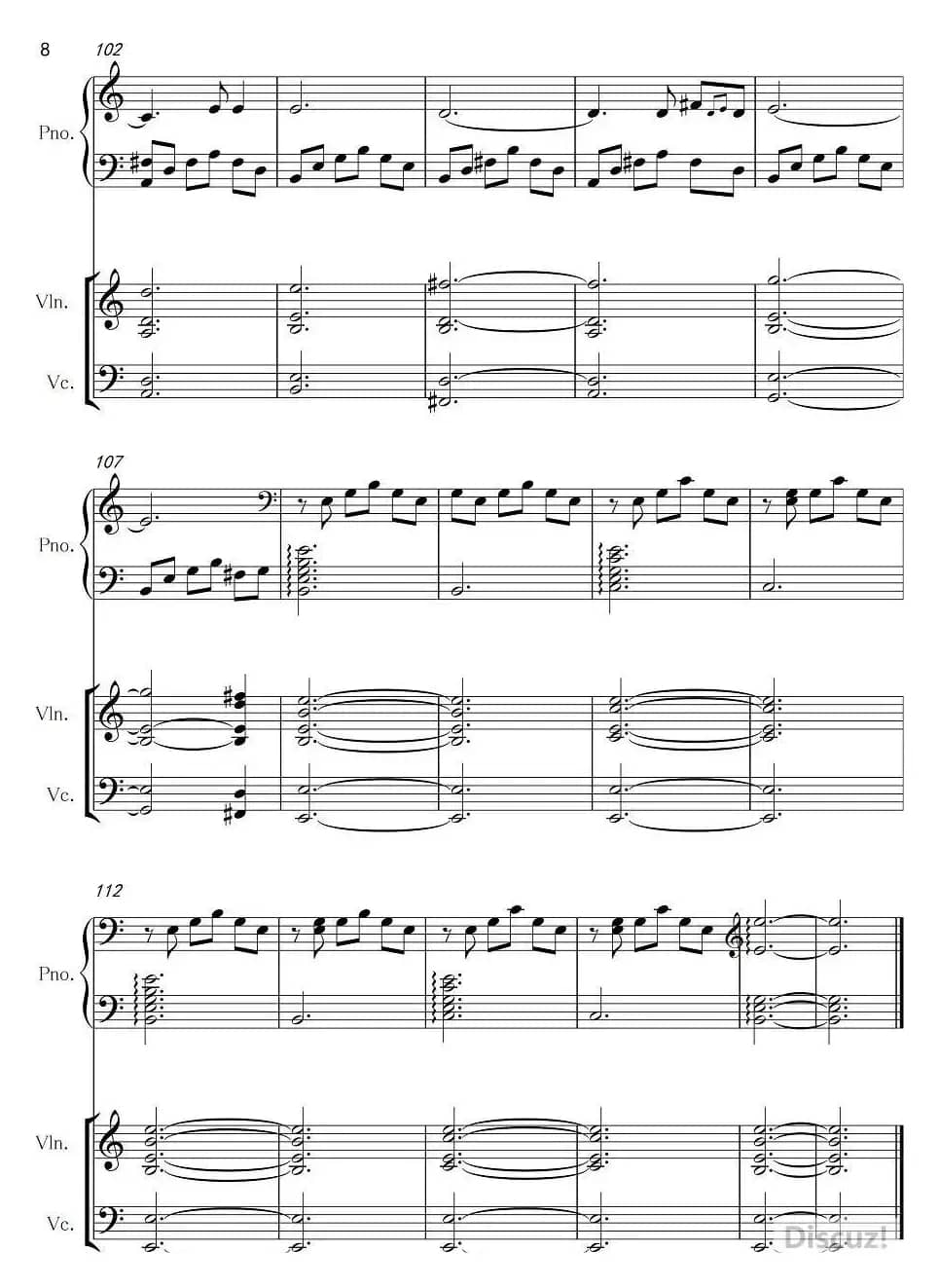 A小调浪漫曲（钢琴+小提琴+大提琴）