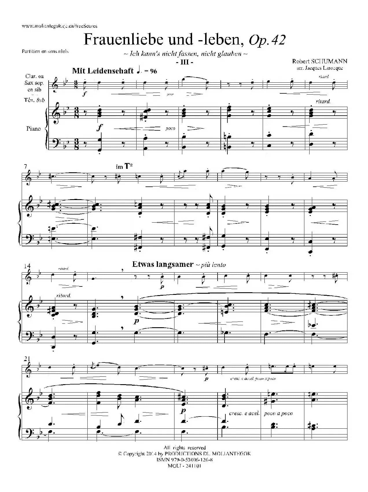 妇女的爱情与生活 Op42·Ⅲ（高音萨克斯+钢琴伴奏）