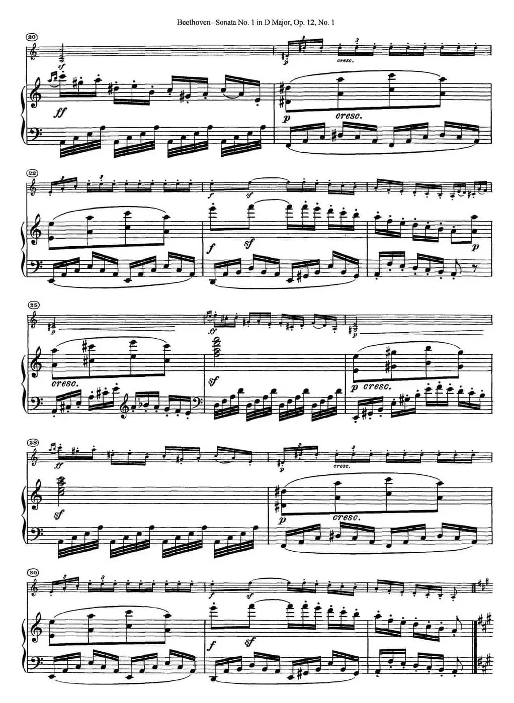 Violin Sonata No.1 in D Major Op.12 No.1（小提琴+钢琴伴奏）
