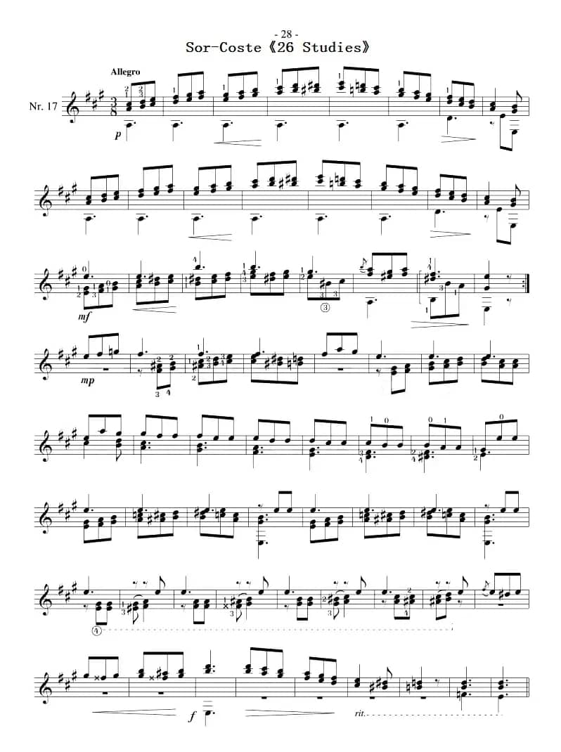 Sor-Coste《26 Studies》（STUDY 17）