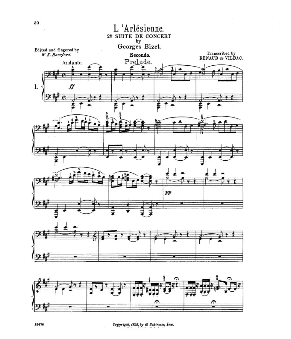 L'Arlesienne Suite No·2（阿莱城姑娘·第二组曲·四手联弹）