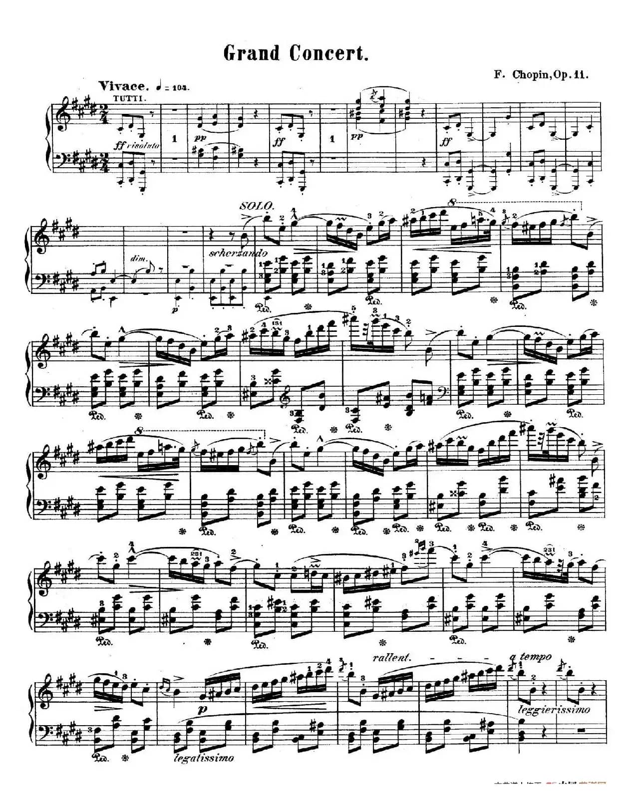 e小调第一钢琴协奏曲 Op.11((钢琴独奏版·第三乐章)