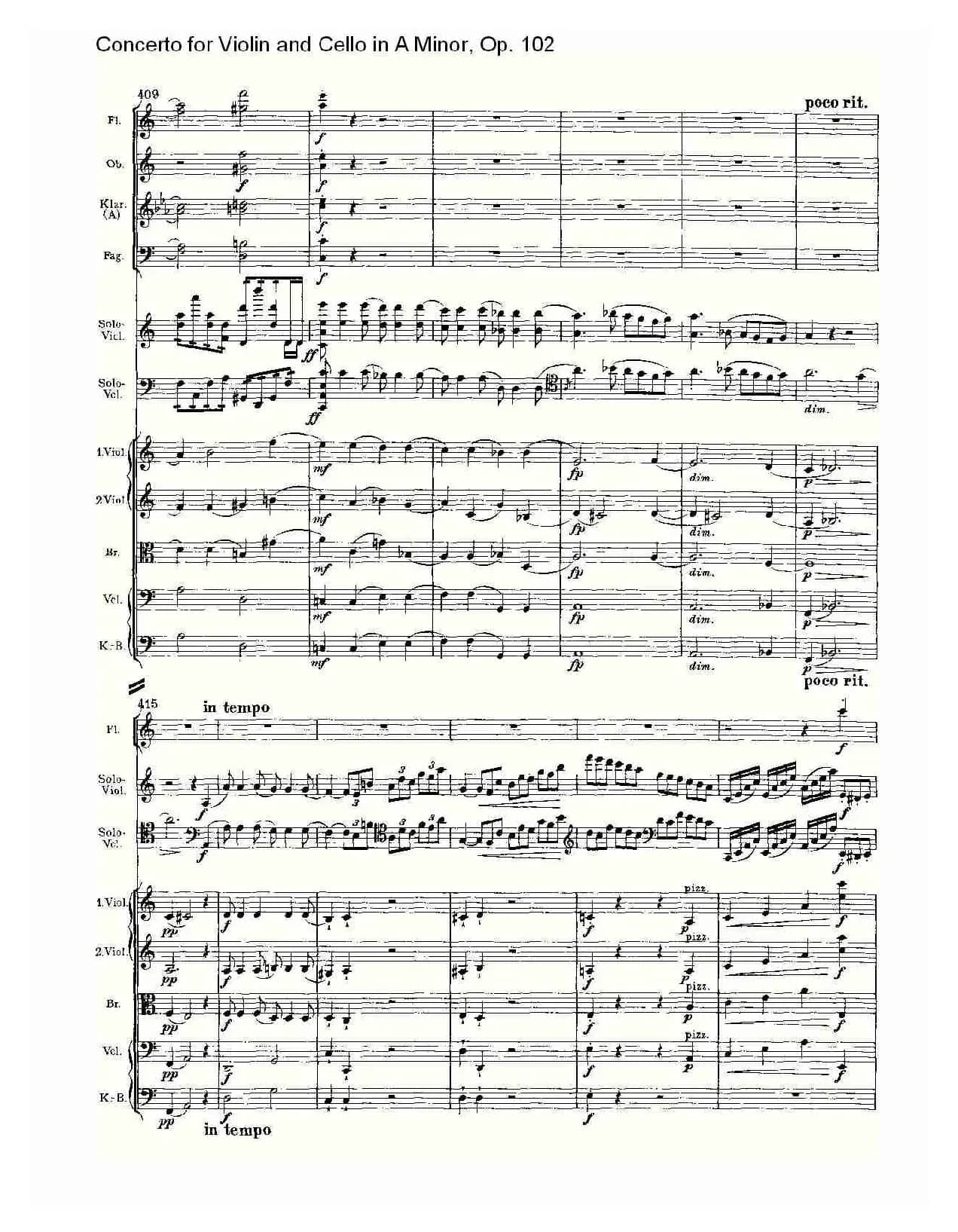 A小调小提琴与大提琴协奏曲, Op.102第一乐章