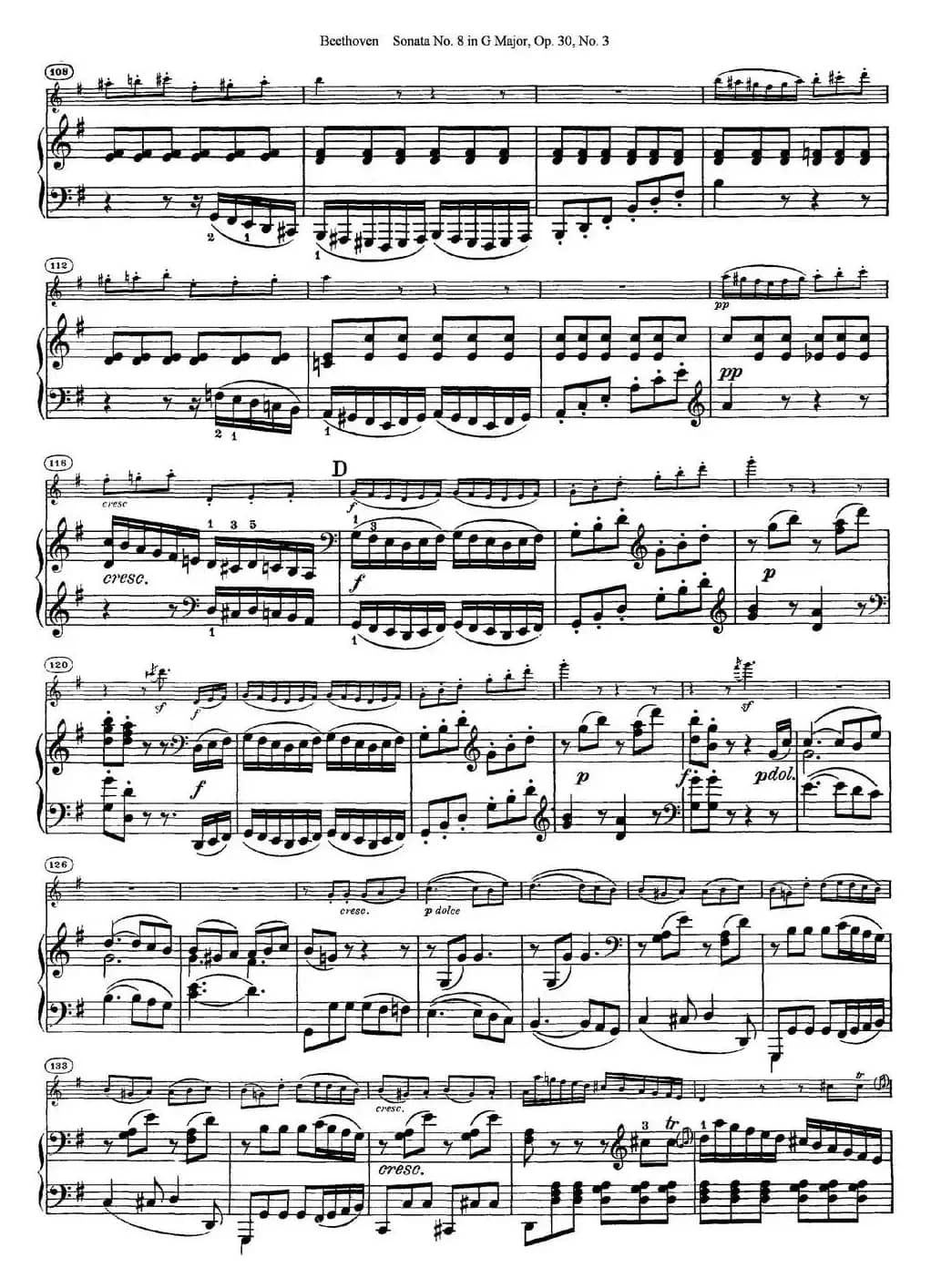 Violin Sonata No.8 in G Major Op.30 No.3（小提琴+钢琴伴奏）