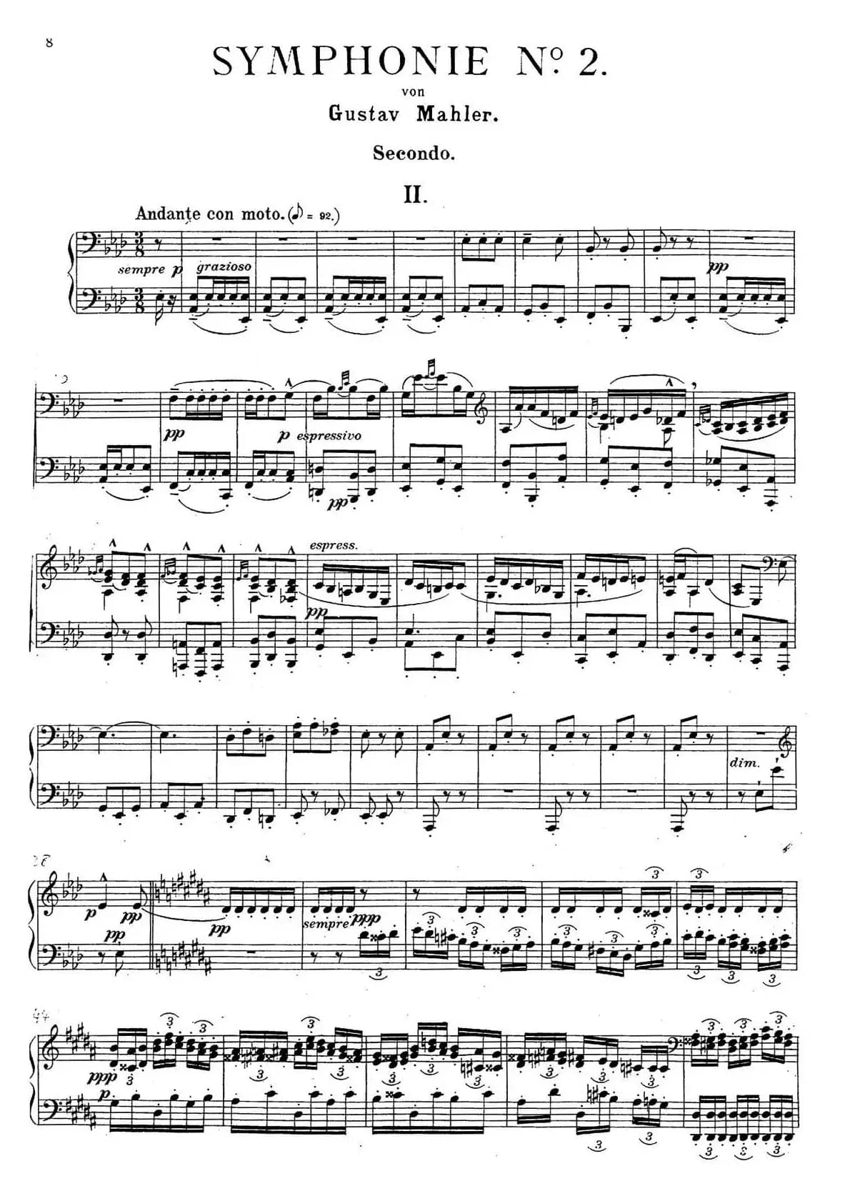 c小调第二交响曲“复活”（Ⅱ）（改编四手联弹版）