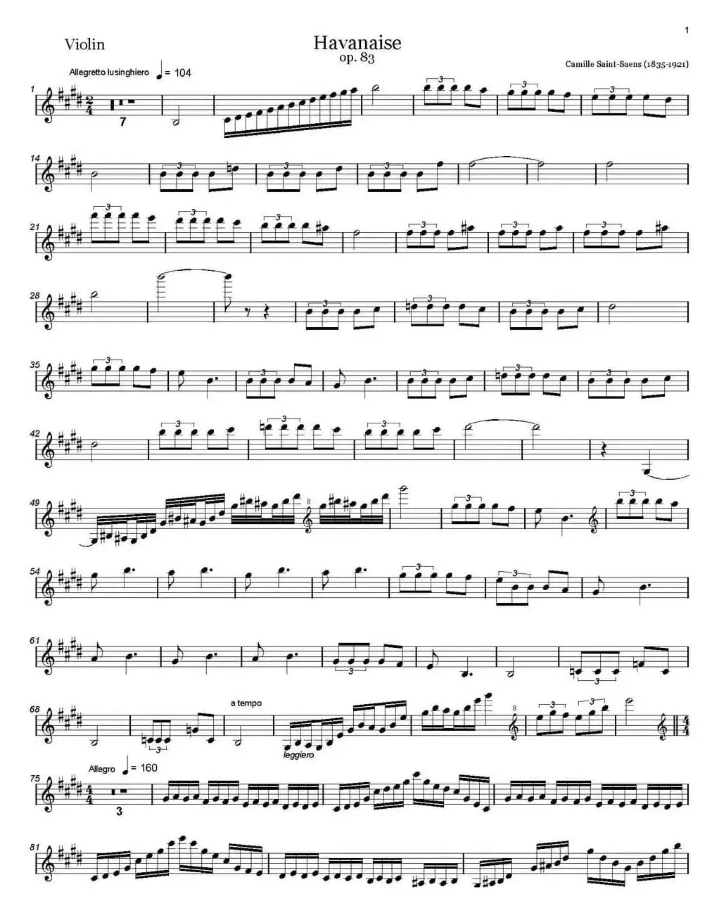 Havanaise Op.83（哈瓦涅斯）