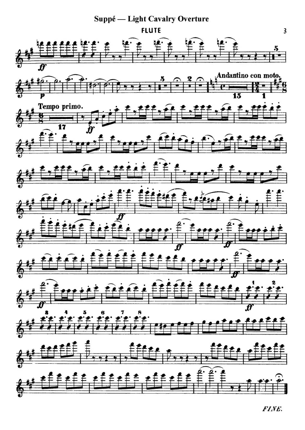 Light Cavalry Overture（轻骑兵序曲）（管乐合奏长笛分谱）