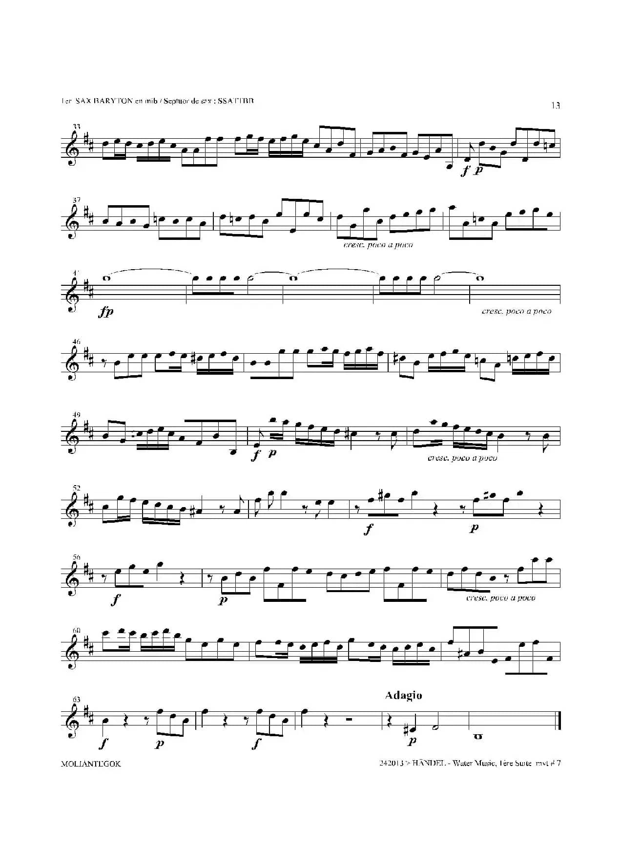 Water Music（HWV.348 No.1）（萨克斯合奏总谱）
