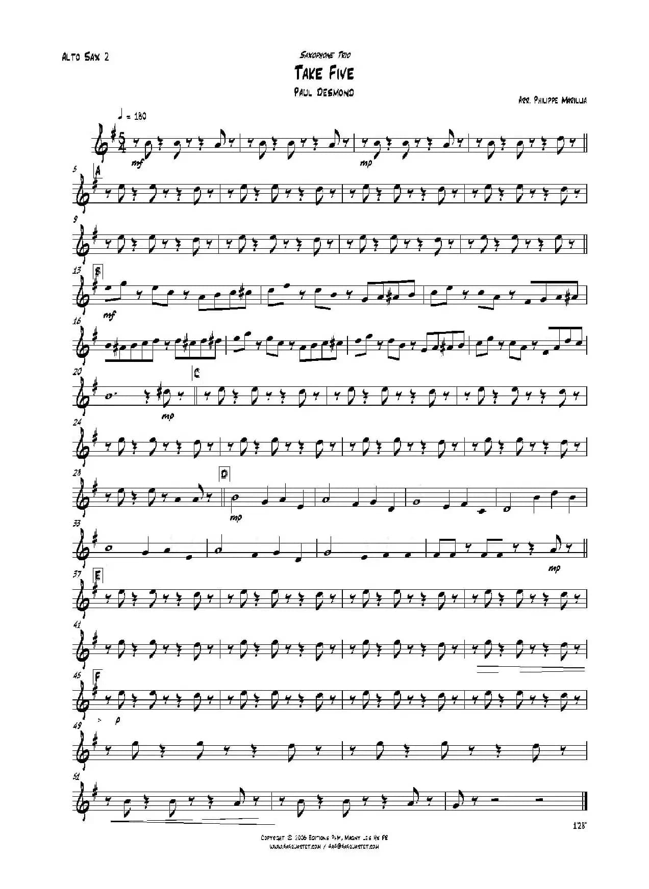 Take Five（无伴奏爵士五重奏分谱）