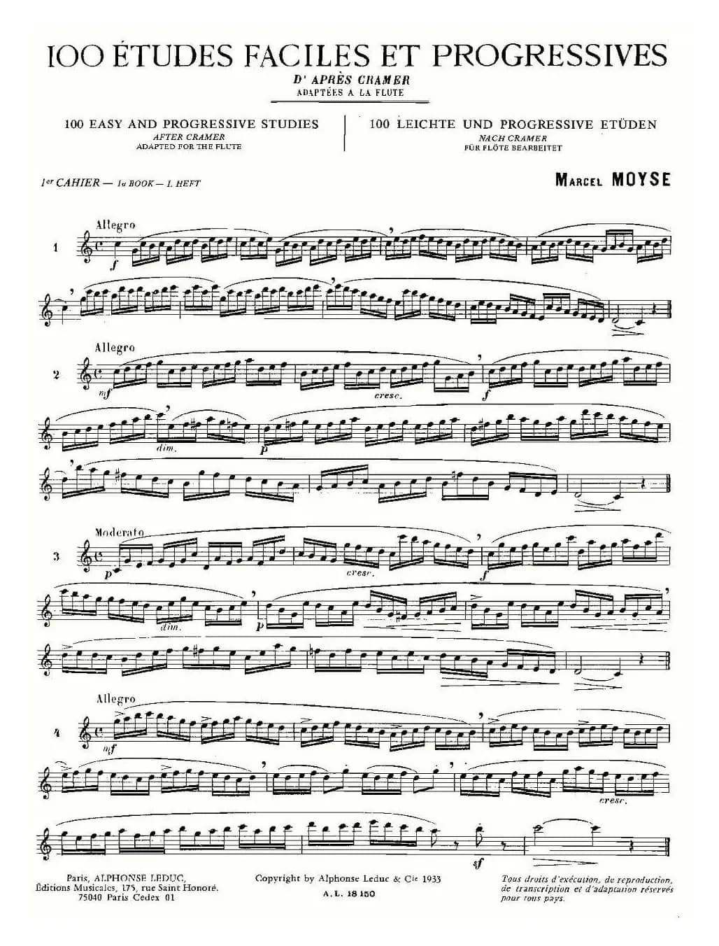 简易音阶练习100首之1-19（moyse - 100 studies after cramer）