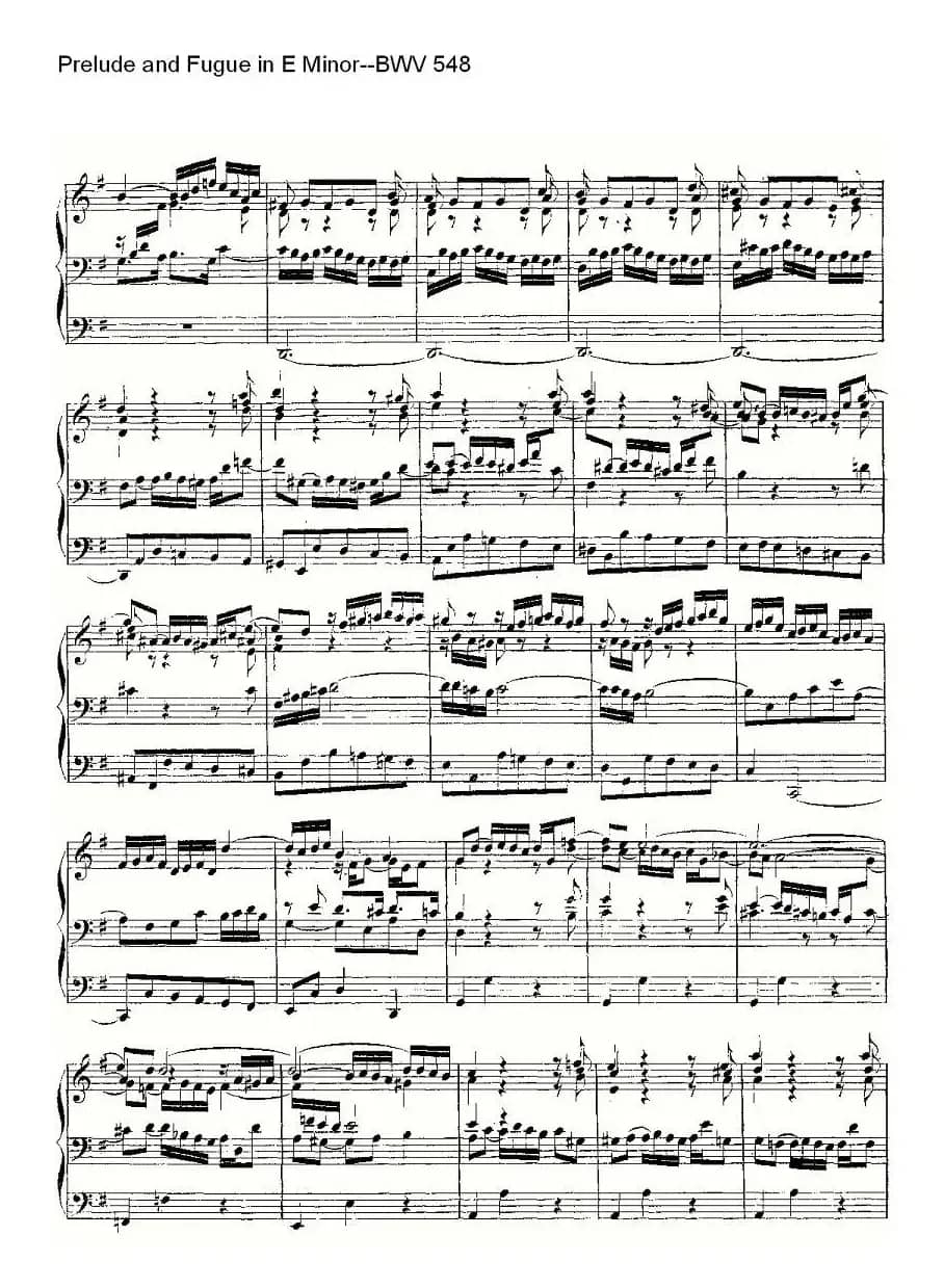 Prelude and Fugue in E Minor--BWV 548 (管风琴谱)