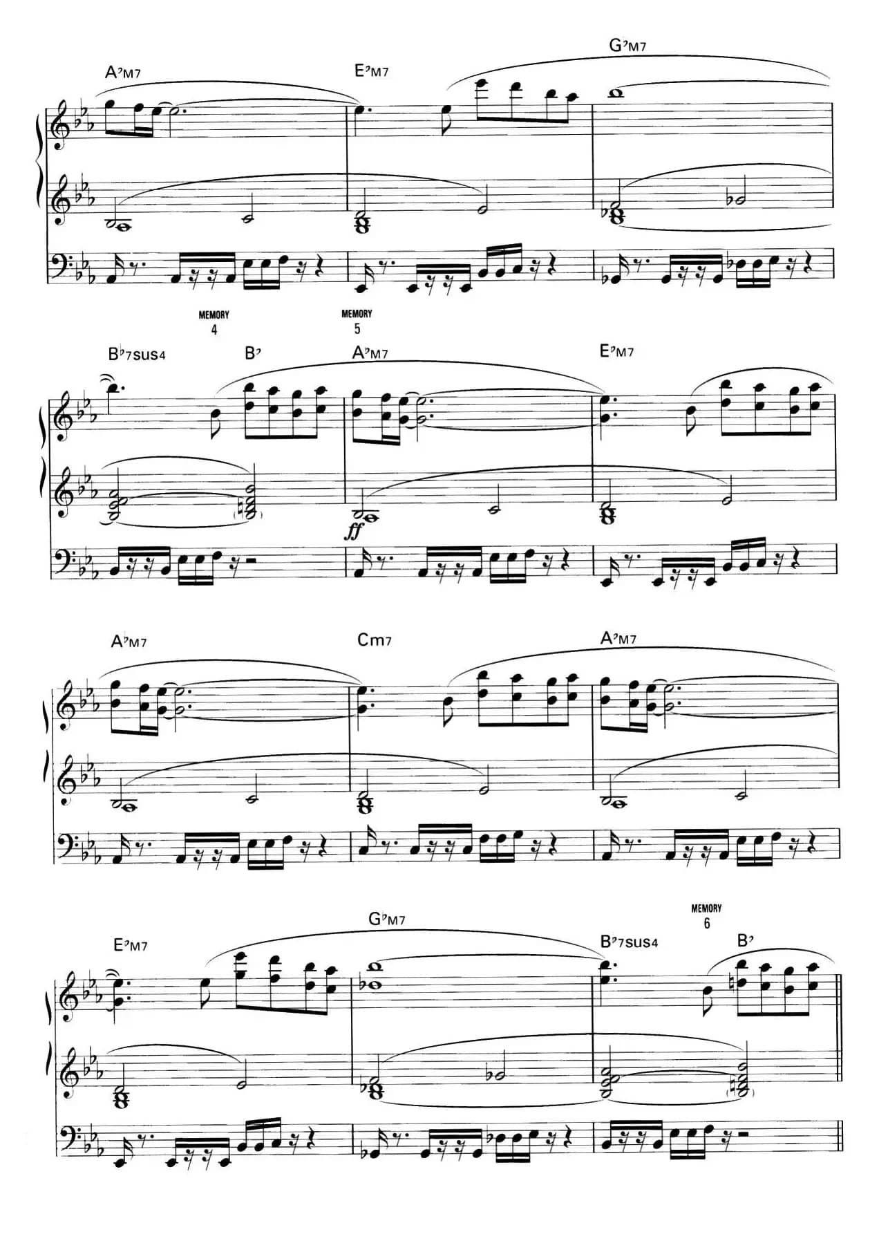 memories（双排键电子琴谱）