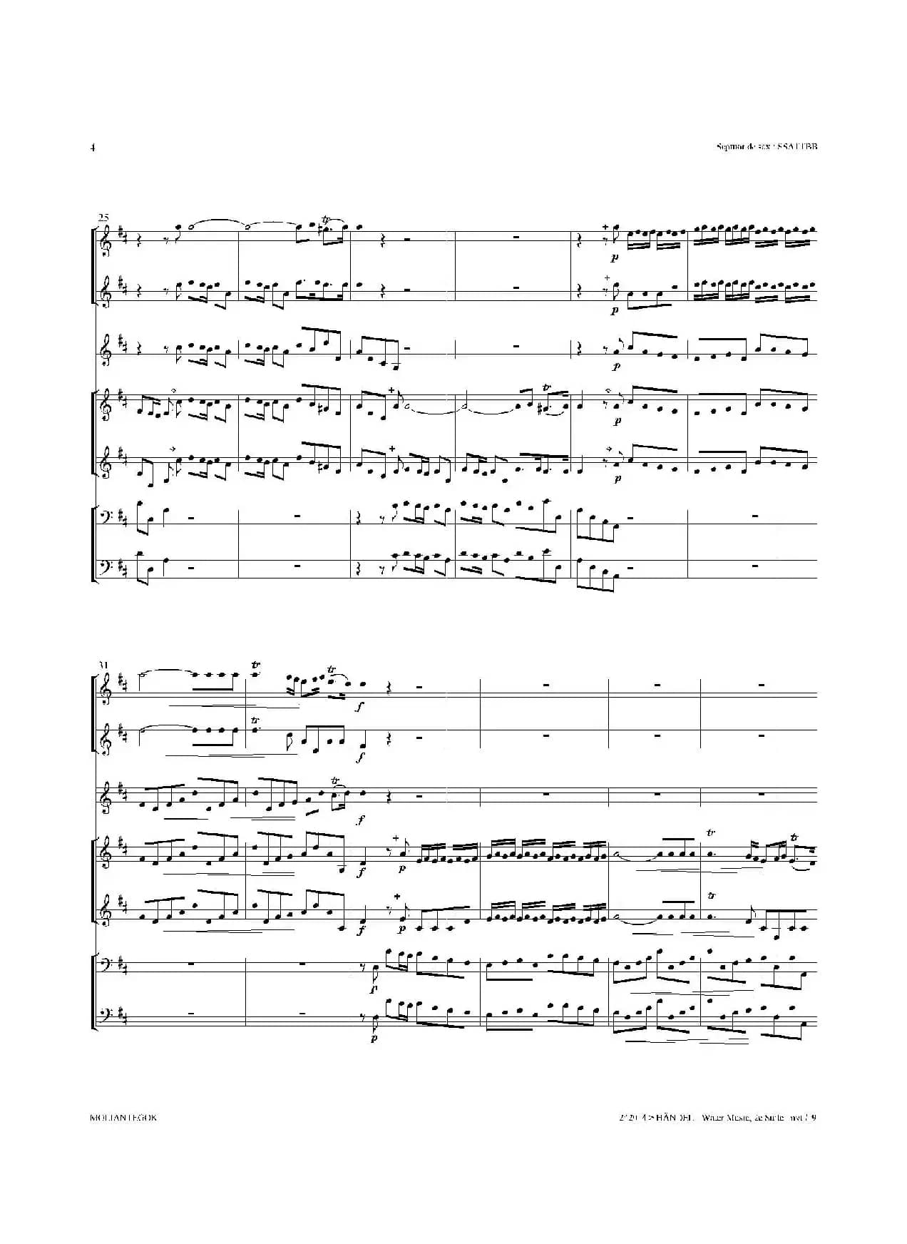 Water Music（HWV.349 No.2）（萨克斯合奏总谱）