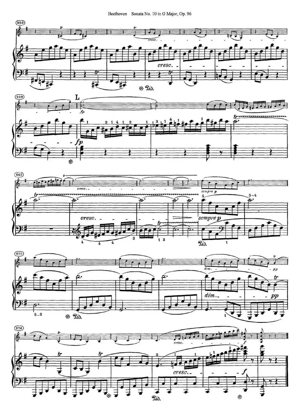Violin Sonata No.10 in G Major Op.96（小提琴+钢琴伴奏）