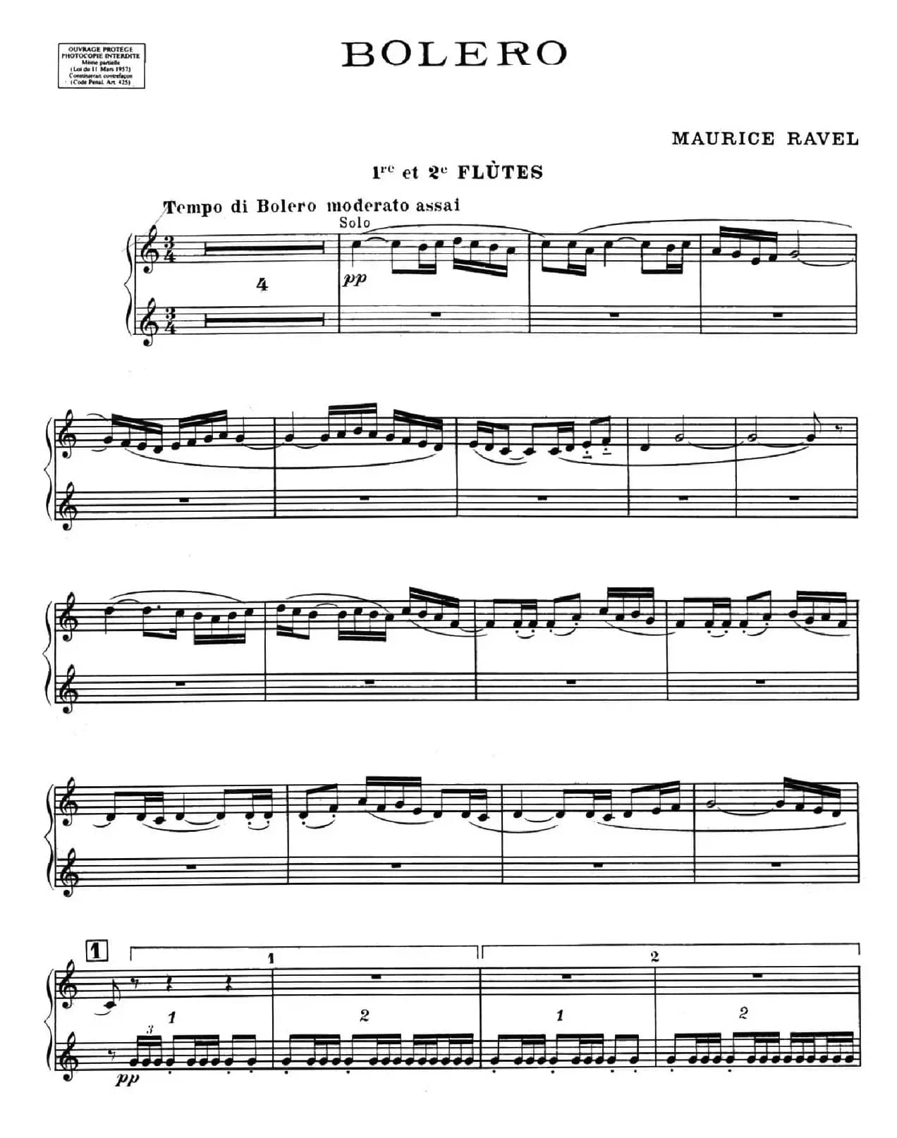 BOLERO（波莱罗）（交响乐长笛分谱）