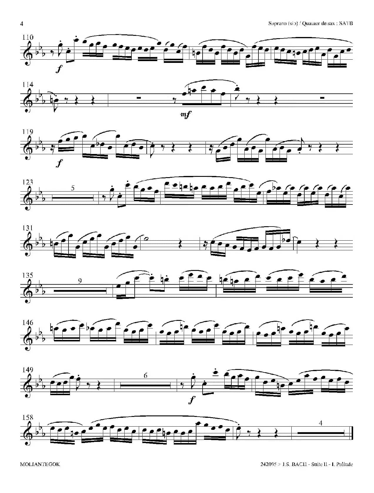 Suite anglaise No 2,BWV 807（法国组曲之二·前奏曲）（高音萨克斯分谱）