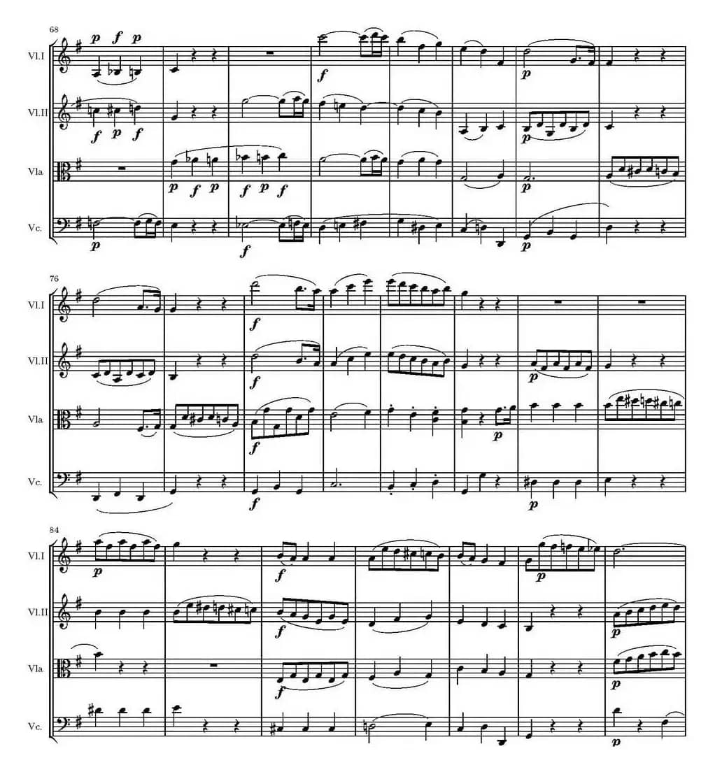 String Quartet KV.387（G大调弦乐四重奏）