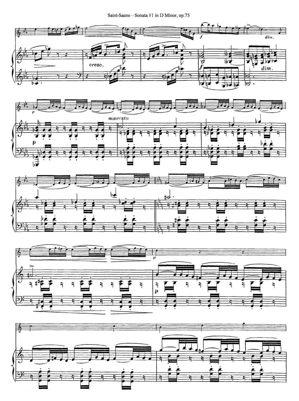 Violin Sonata No.1 in D Minor Op.75（小提琴+钢琴伴奏）