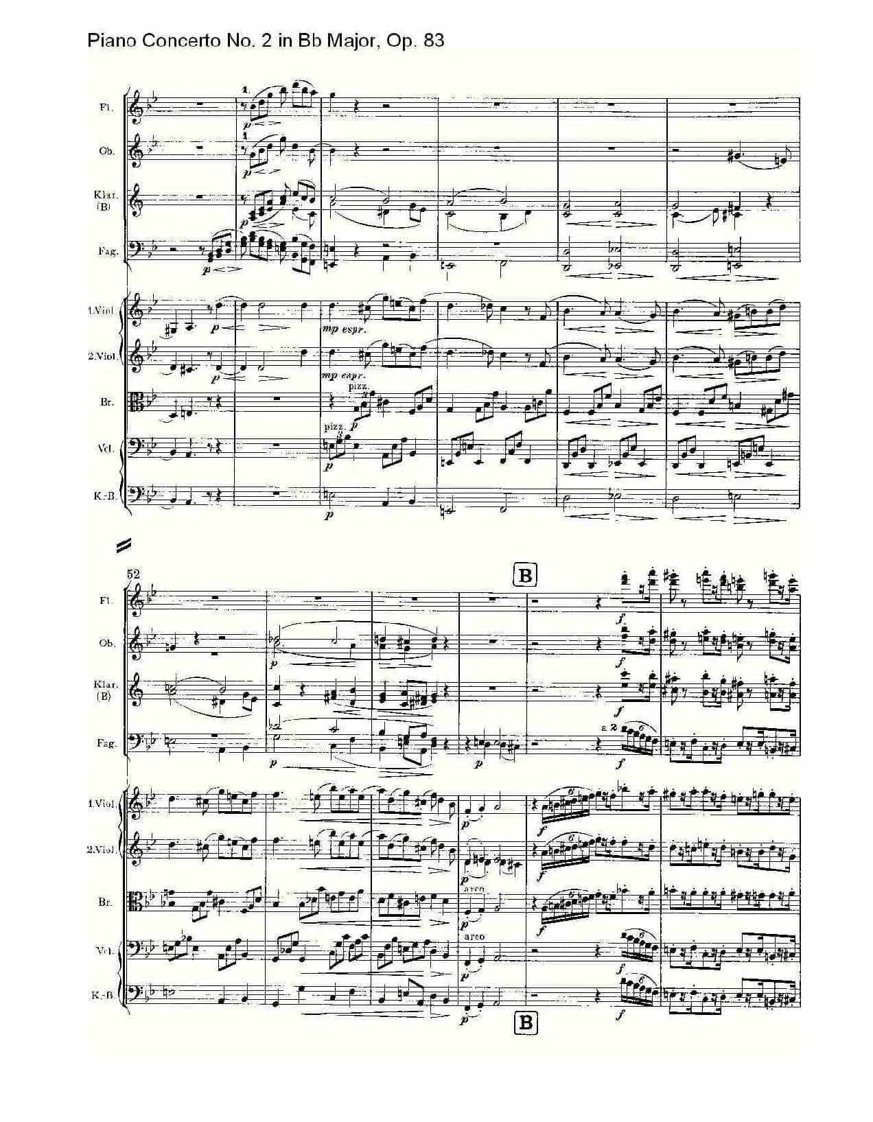 Bb大调钢琴第二协奏曲, Op.83第一乐章（一）