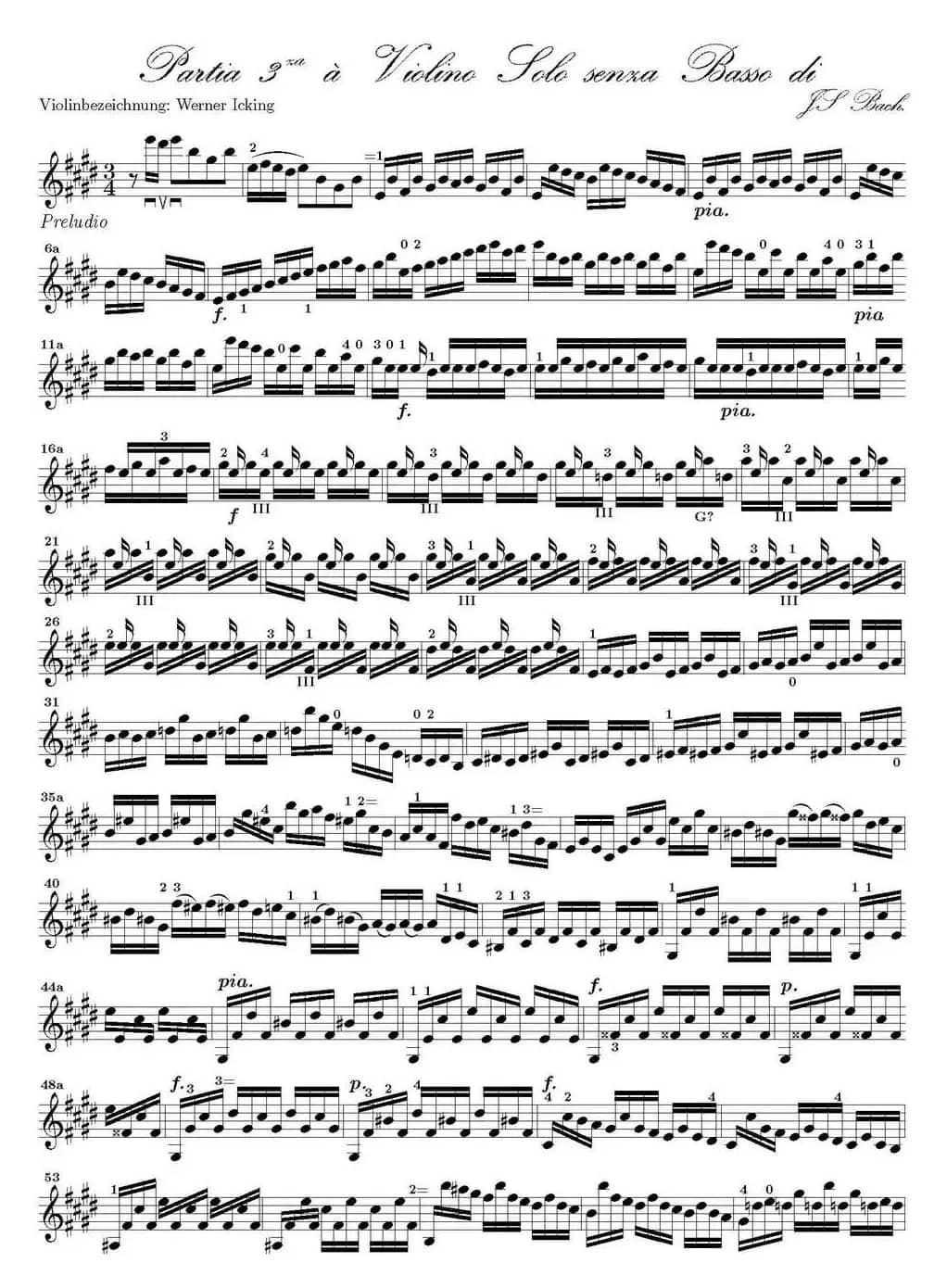 Bach Sonata BWV1006（无伴奏小提琴组曲）