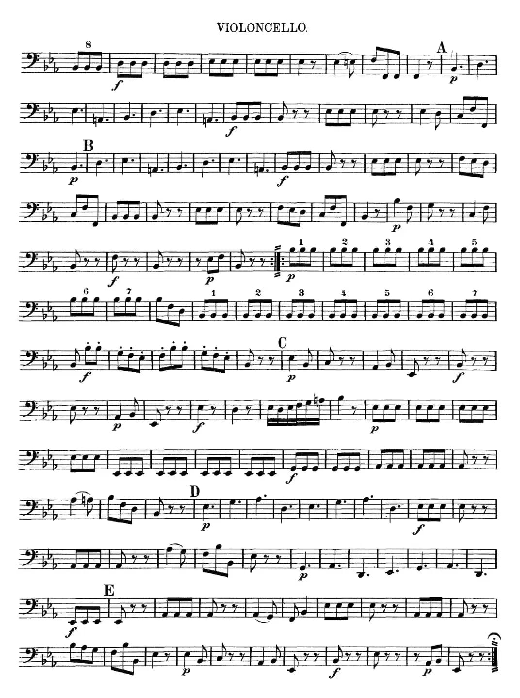 Mozart《Quartet No.11 in Eb Major,K.171》（Cello分谱）