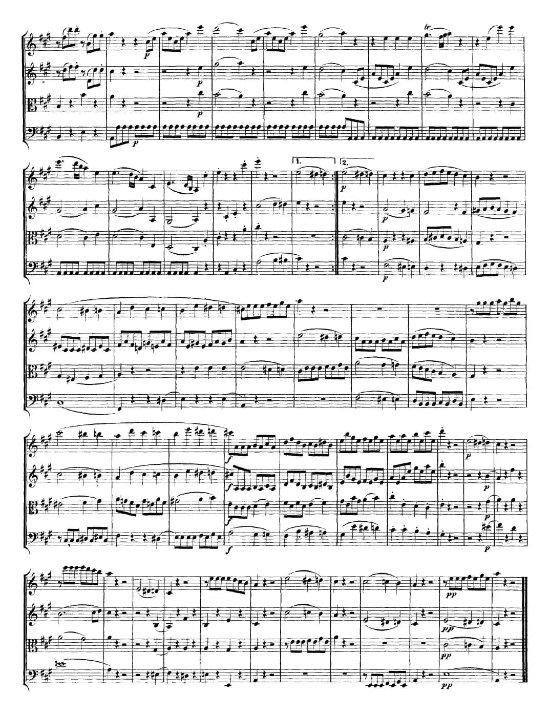 Mozart《Quartet No.18 in A Major,K.464》（总谱）