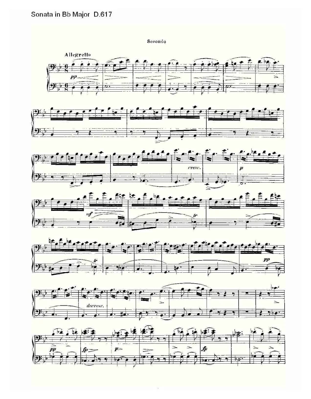Sonata in Bb Major D.617(Bb大调奏鸣曲 D.617)