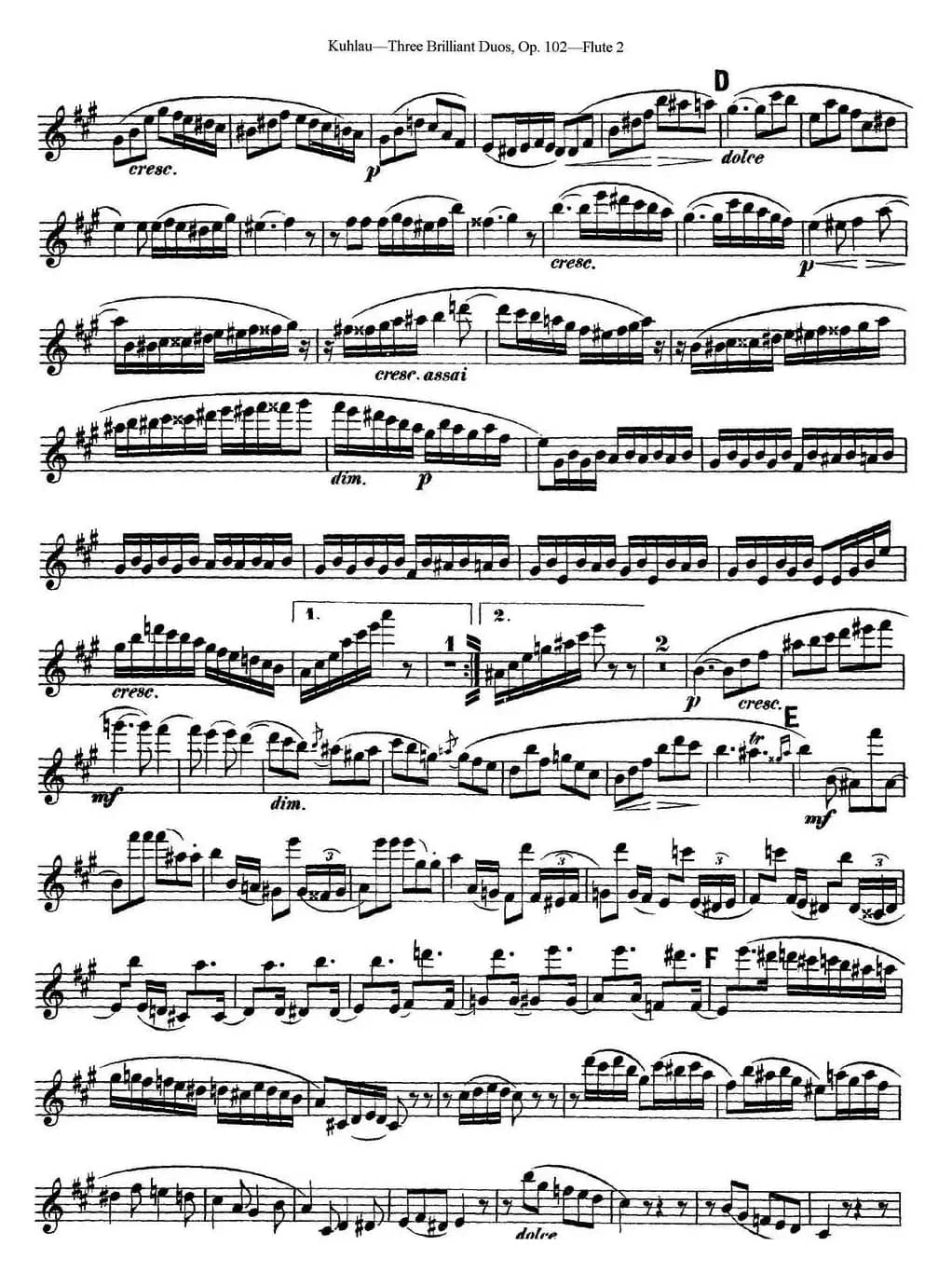 库劳长笛二重奏练习三段OP.102——Flute 2（NO.3）