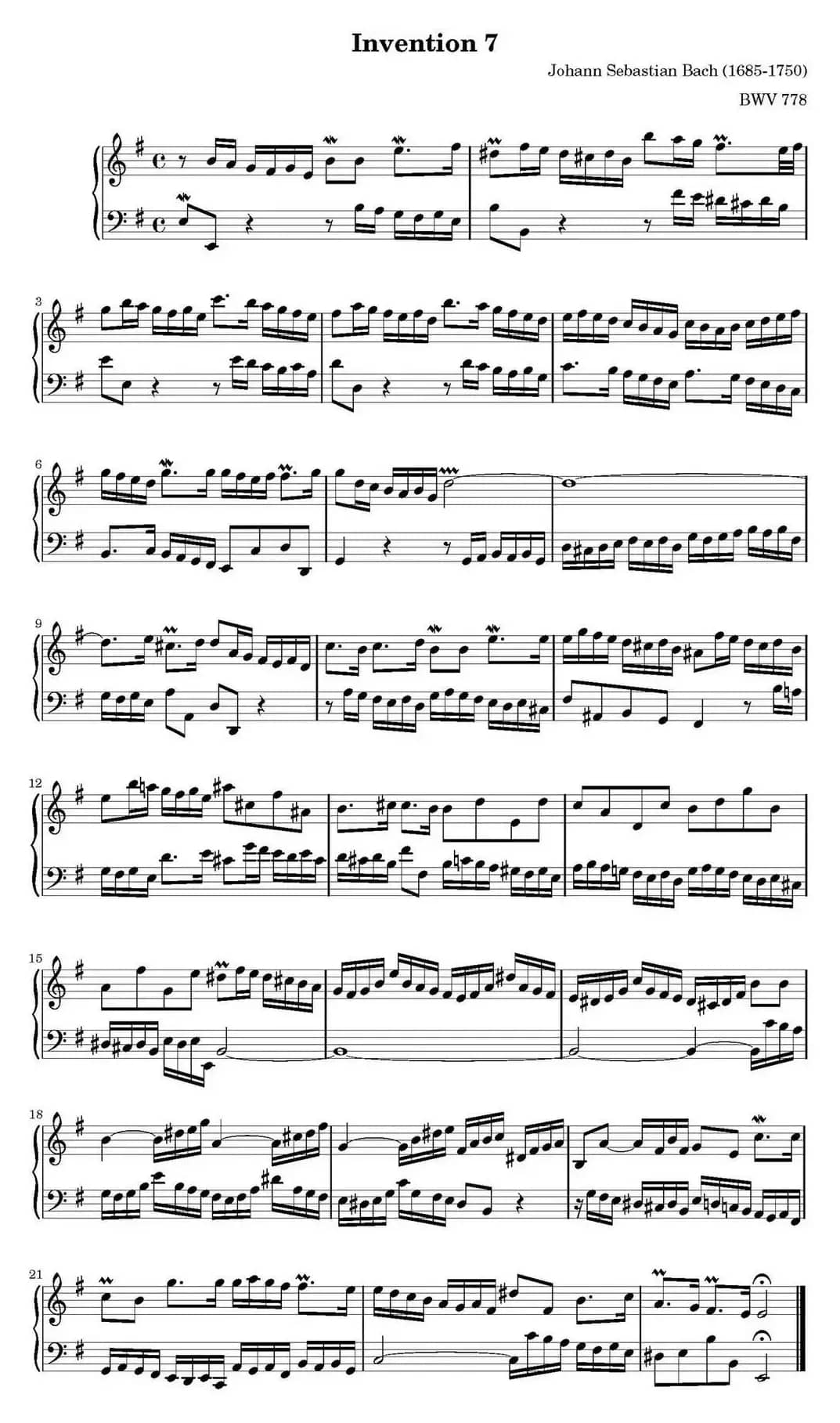 15首巴赫二部创意曲集(NO.7)