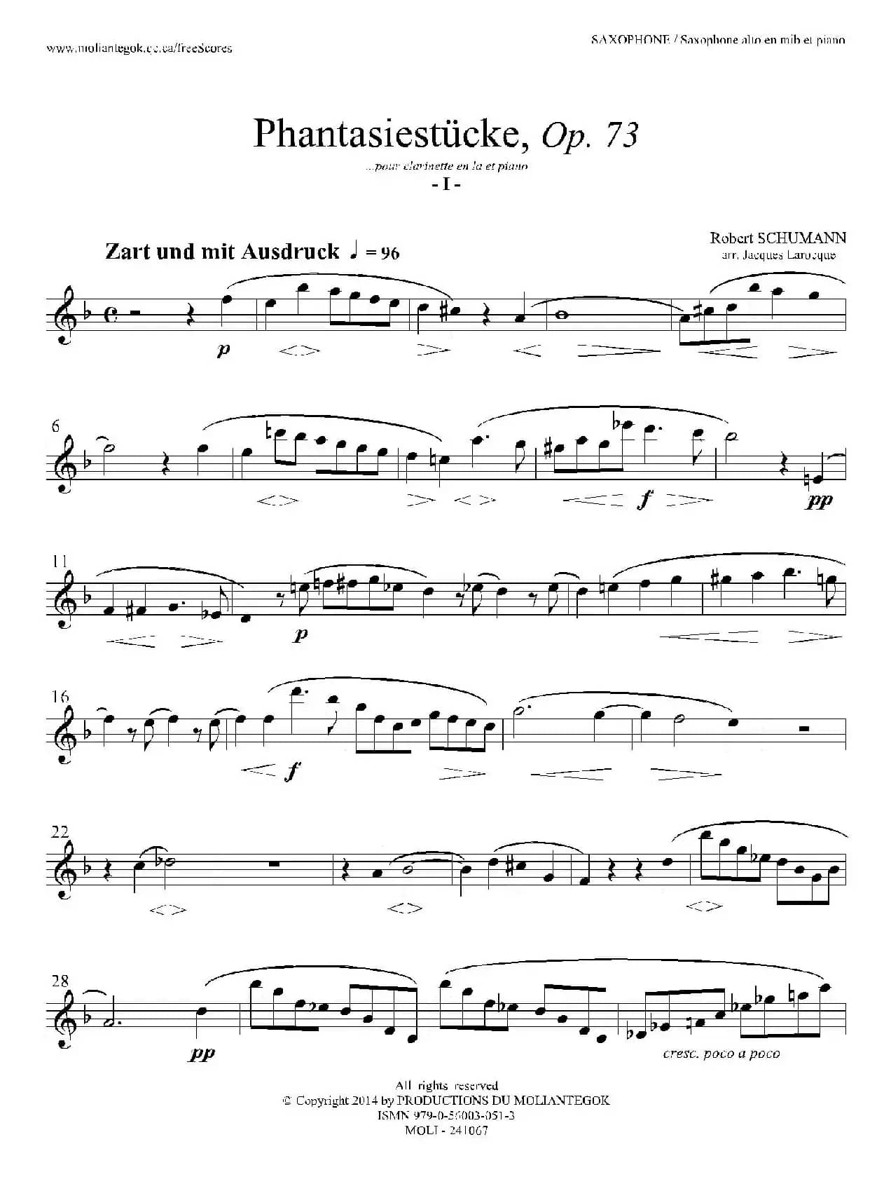 舒曼幻想曲三首 Op73（Ⅰ）