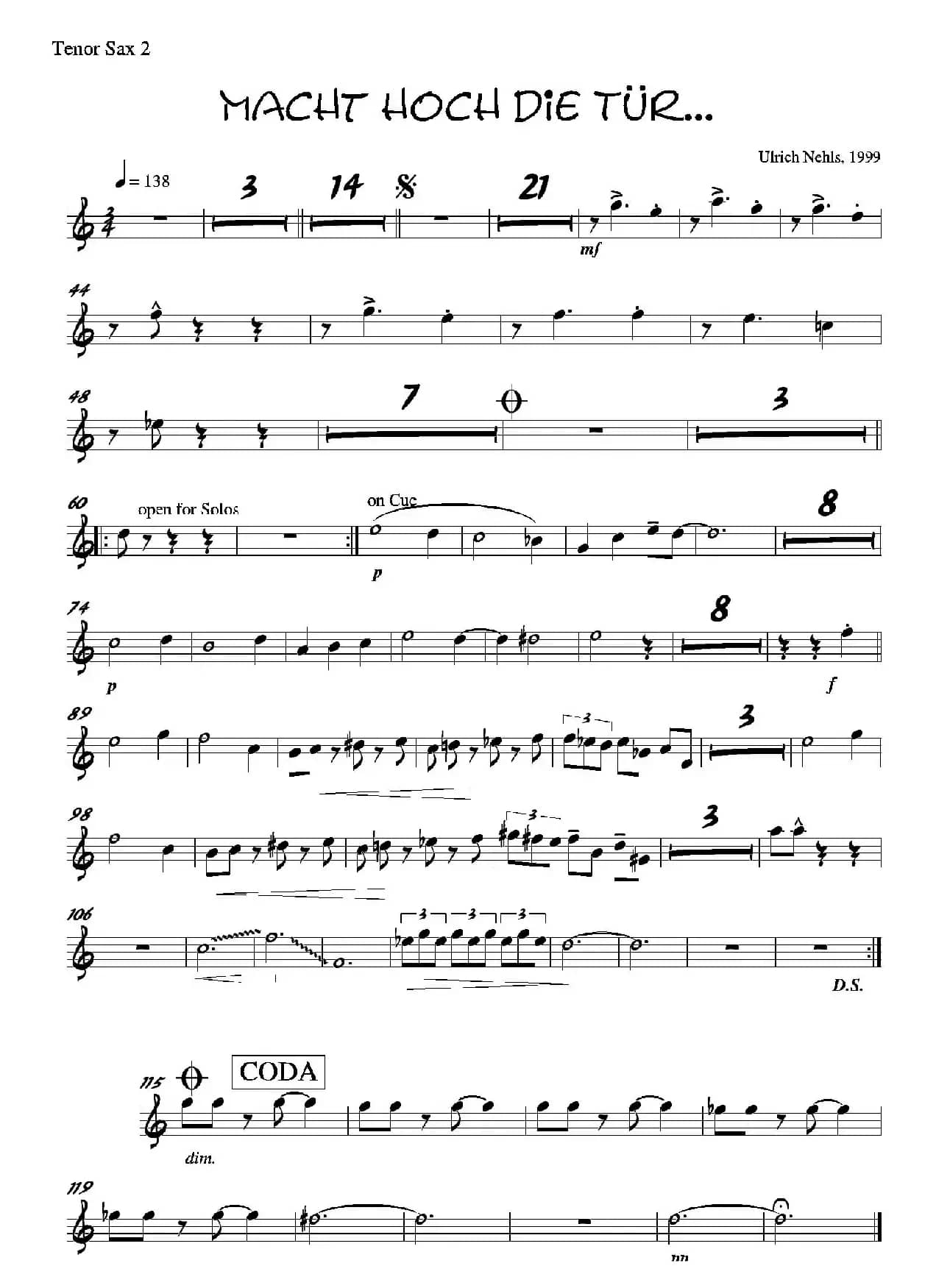 Macht Hoch Die Tru…（第二次中音萨克斯分谱）