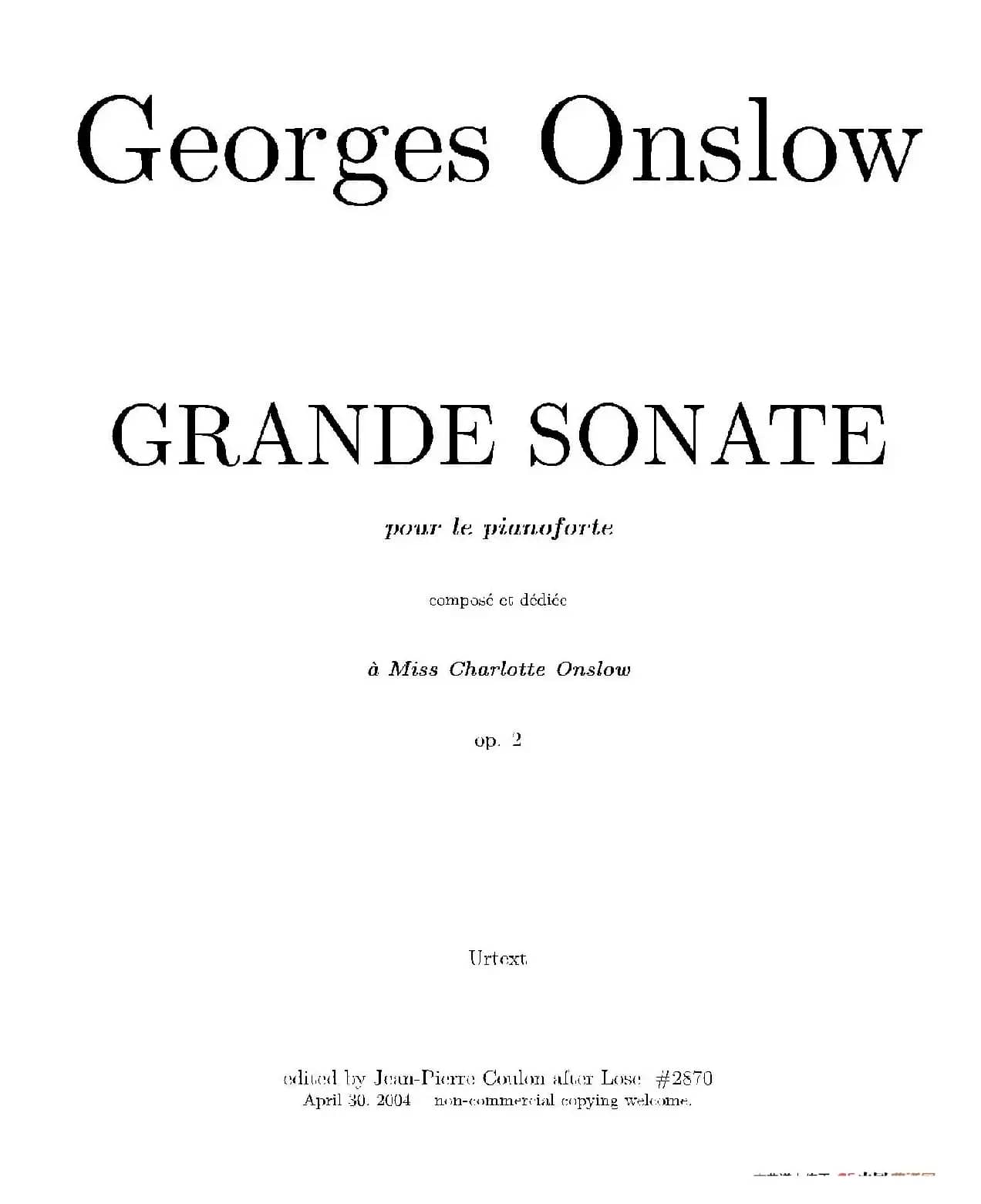 Grande Piano Sonata in c Minor Op.2(c小调华丽钢琴奏鸣曲·第一乐章)