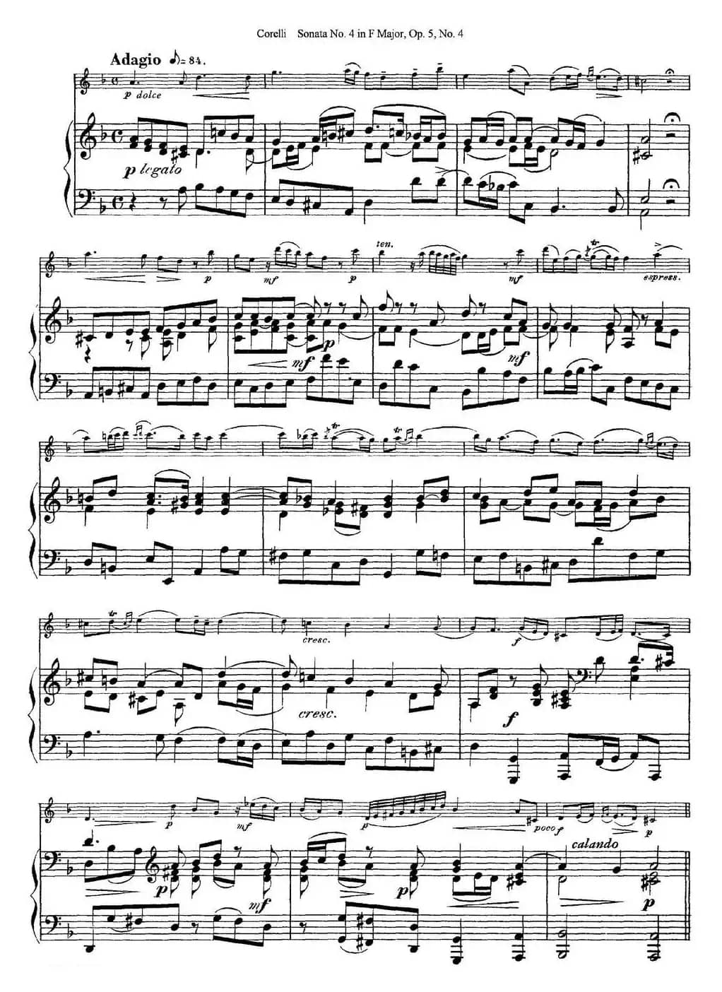 Sonata No.4 in F MajorOp.5 No.4（小提琴+钢琴伴奏）