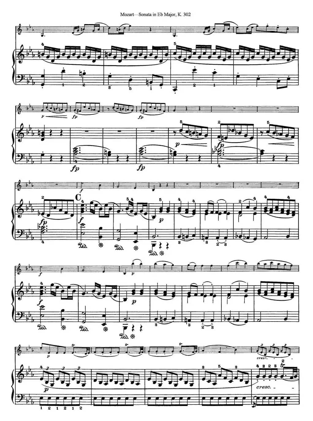 Violin Sonata in Eb Major K.302（小提琴+钢琴伴奏）