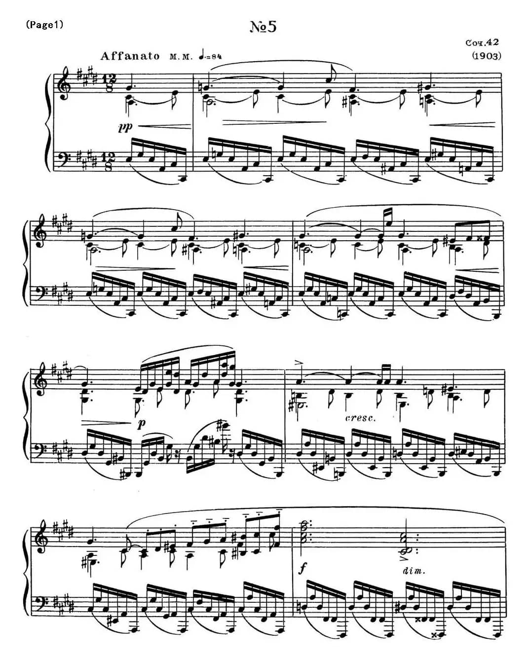 斯克里亚宾8首钢琴练习曲 Op42（No.5 Alexander Scriabin Etudes）