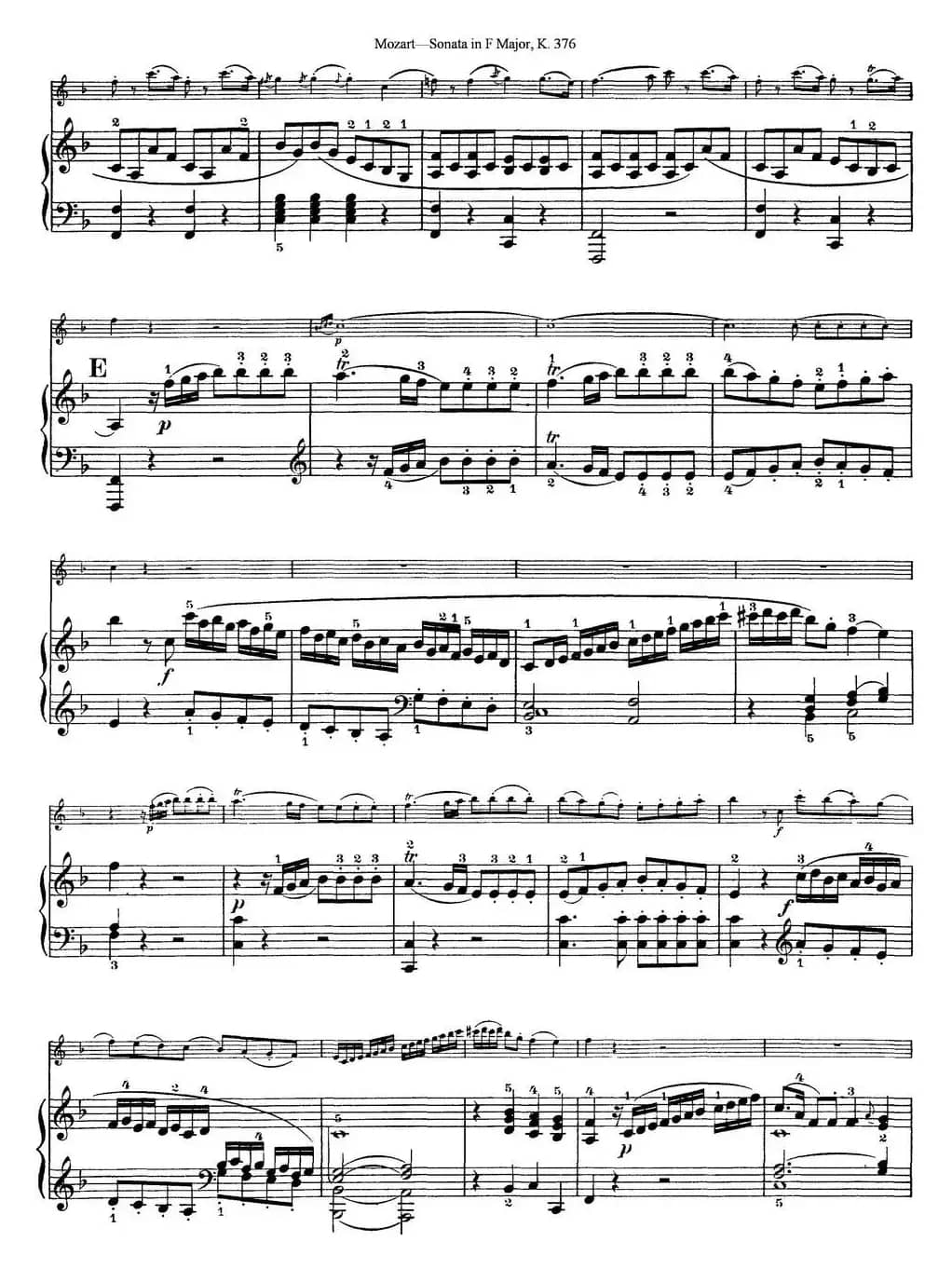 Violin Sonata in F Major K.376（小提琴+钢琴伴奏）