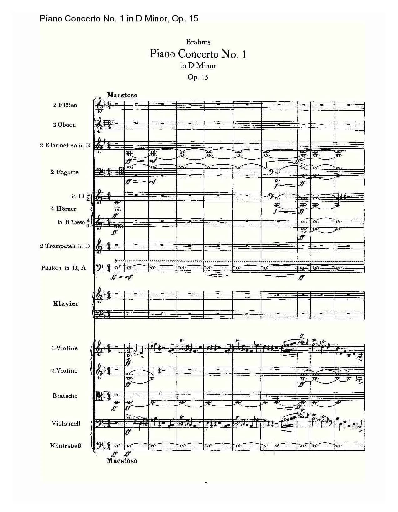 D小调钢琴第一协奏曲, Op.15第一乐章（一）