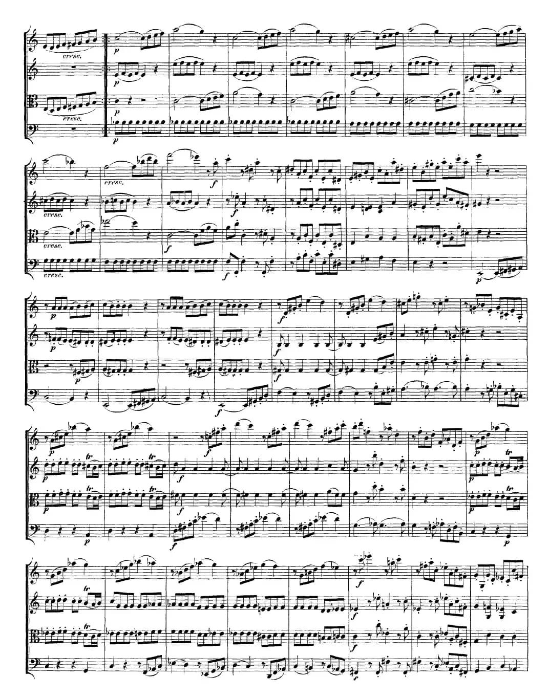 Mozart《Quartet No.19 in C Major,K.465》（总谱）