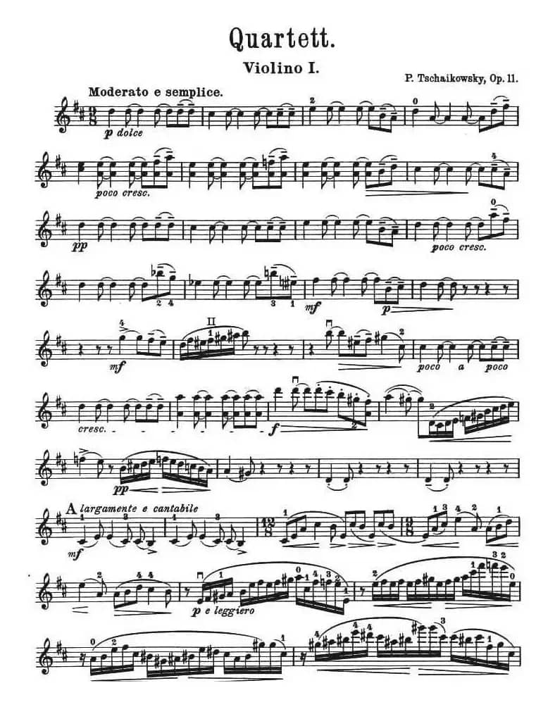 QUARTET No.1 IN D MAJOR Op.11（弦乐四重奏、小提琴分谱）