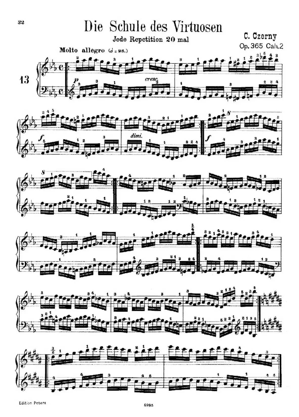 School of the Virtuoso Op.365（60首钢琴高级练习曲·13）