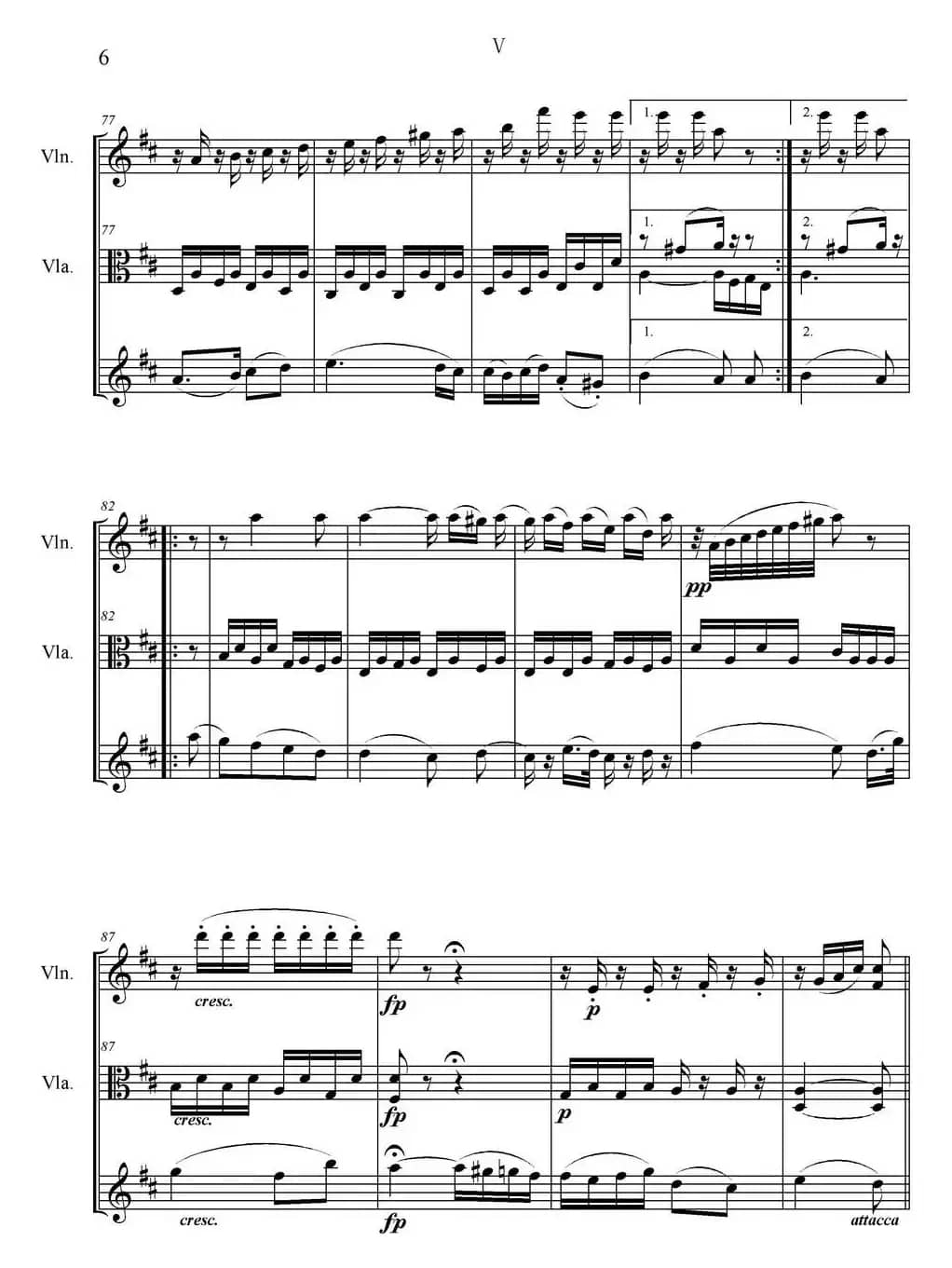 Serenate（String Trio）（D大调弦乐三重奏Op.8,V）