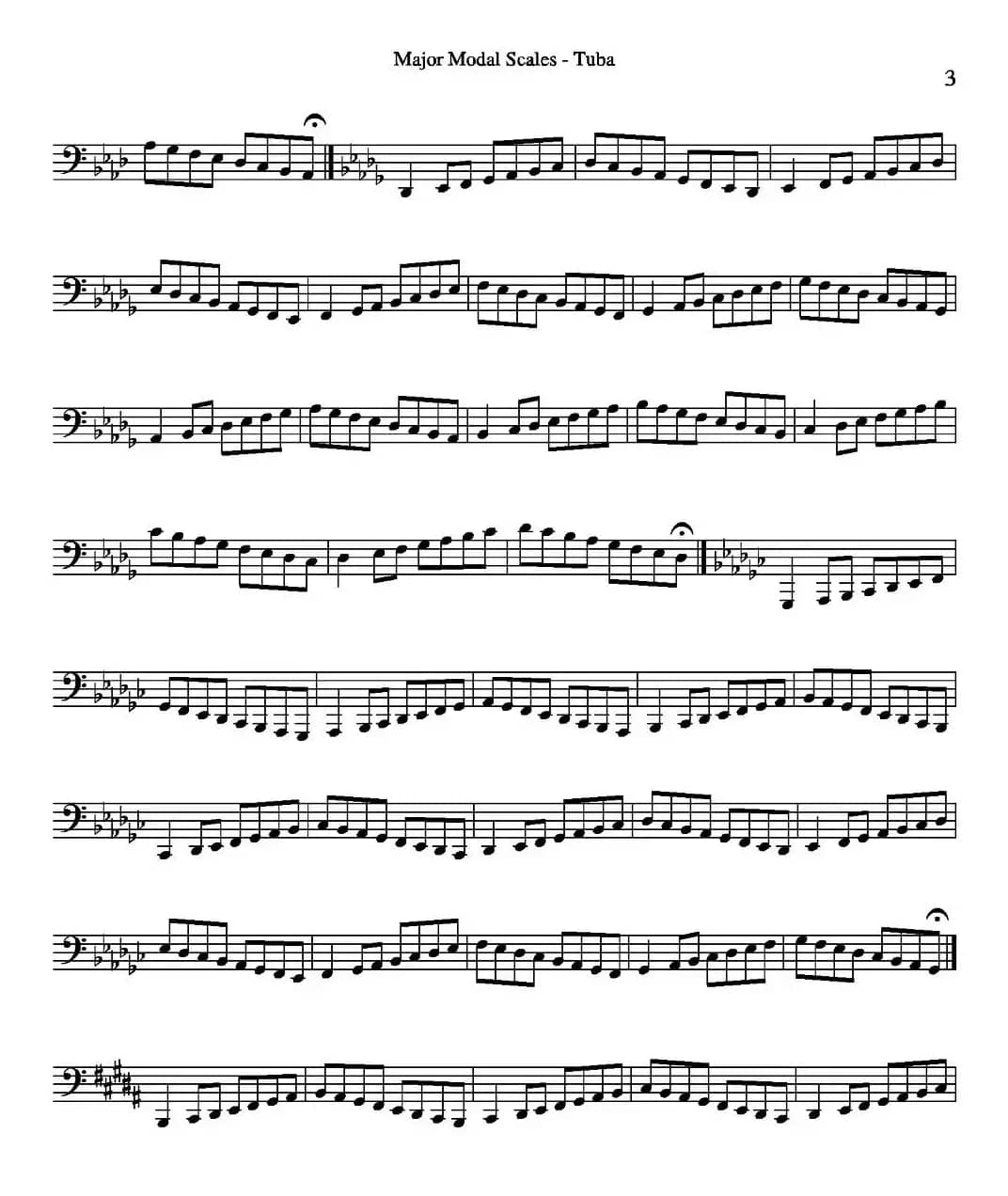 Major Modal Scales - Tuba（大号练习教材选曲）