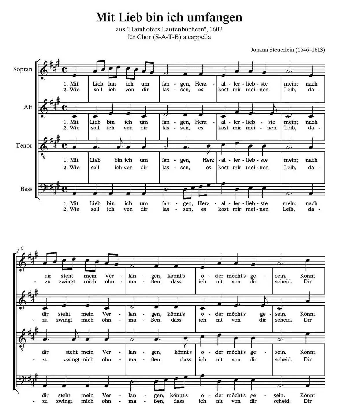 Mit Lieb bin ich umfangen（四重奏）