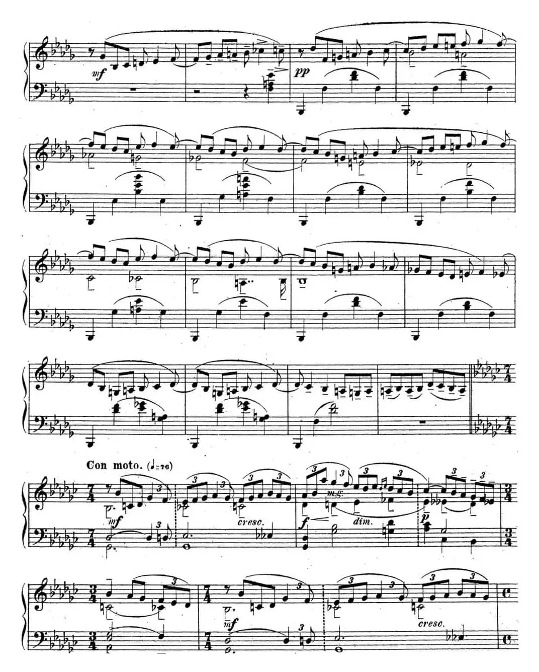 拉赫玛尼诺夫 音乐瞬间 Op.16 No.1 降b小调