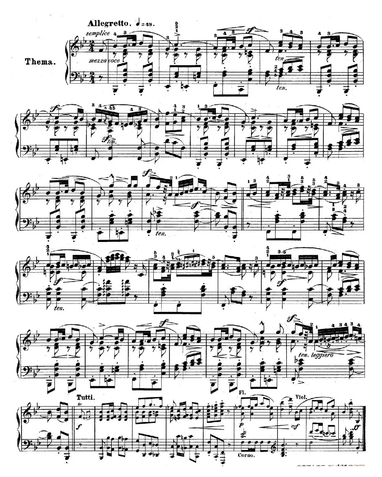 降B大调莫扎特主题变奏曲 Op.2（为钢琴与乐队而作）