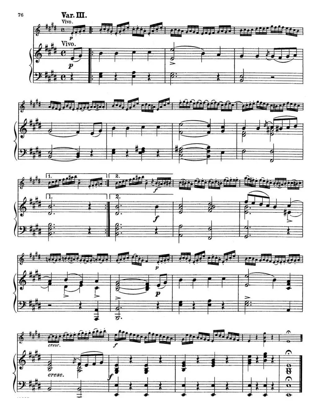 25首小提琴曲合集：Theme with Variations.（ADOLF GRUNWALD.Op.7，No.3）（小提琴+钢琴伴奏）