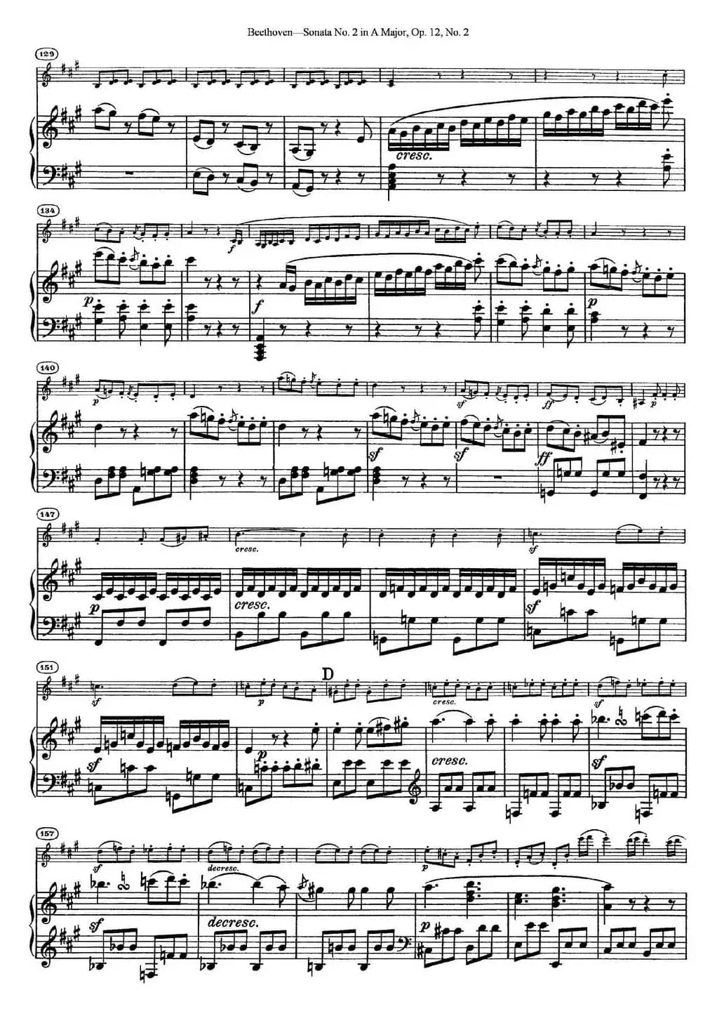Violin Sonata No.2 in A Major Op.12 No.2（小提琴+钢琴伴奏）
