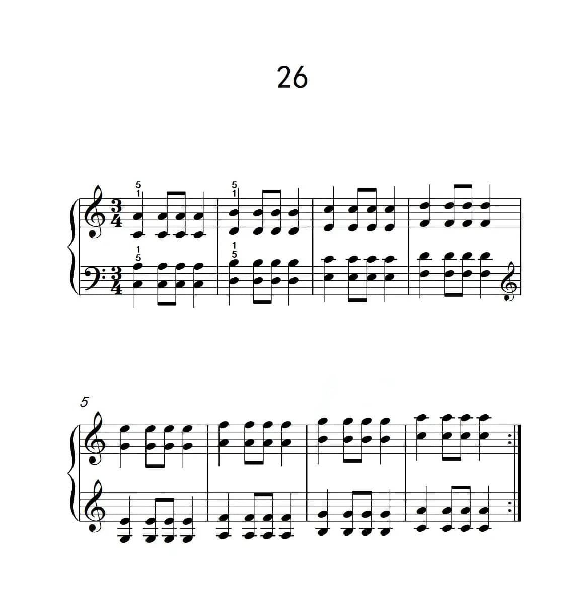 双音练习 26（儿童钢琴手指练习 2）