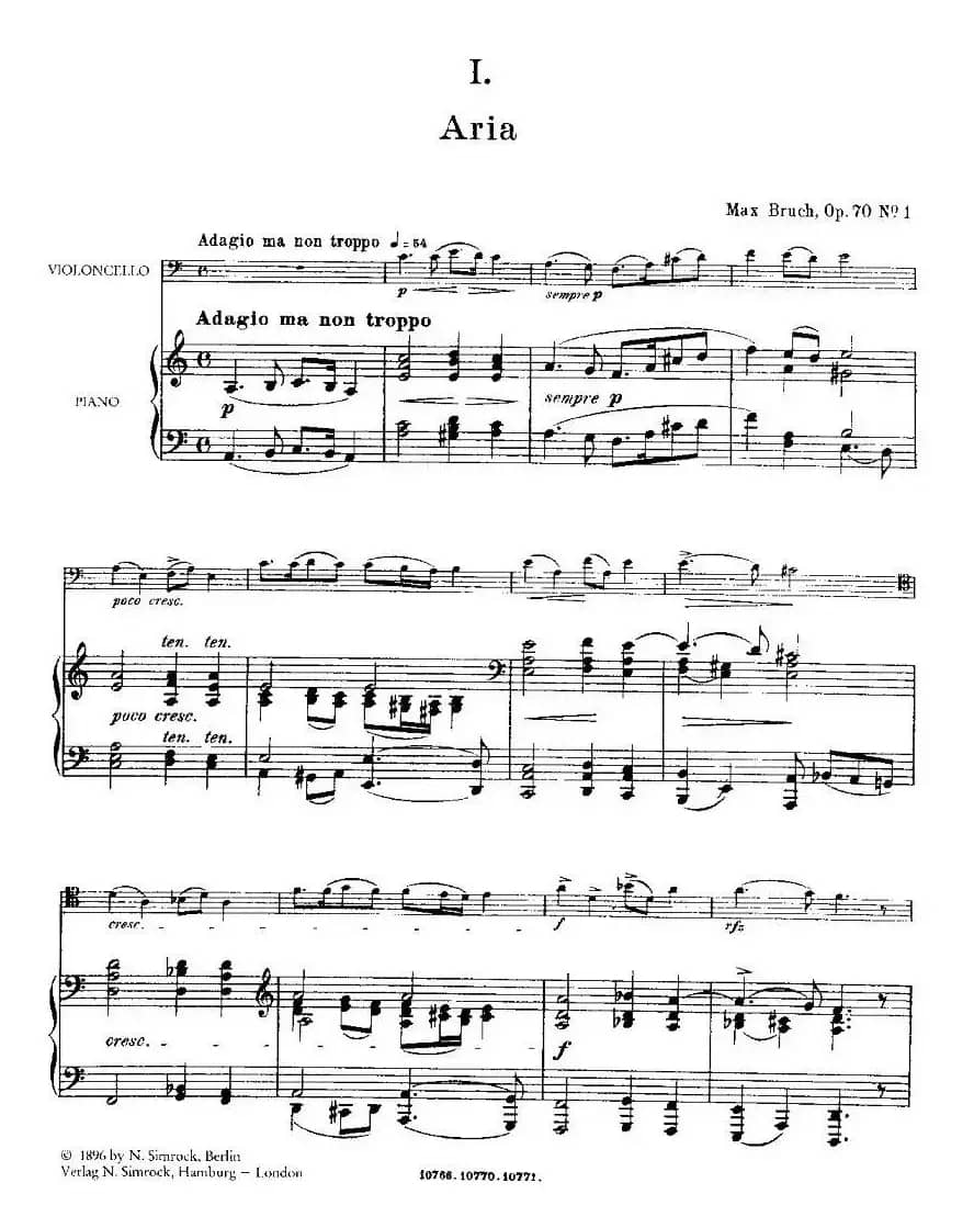 马克斯·布鲁赫 Op70 4首（大提琴+钢琴）