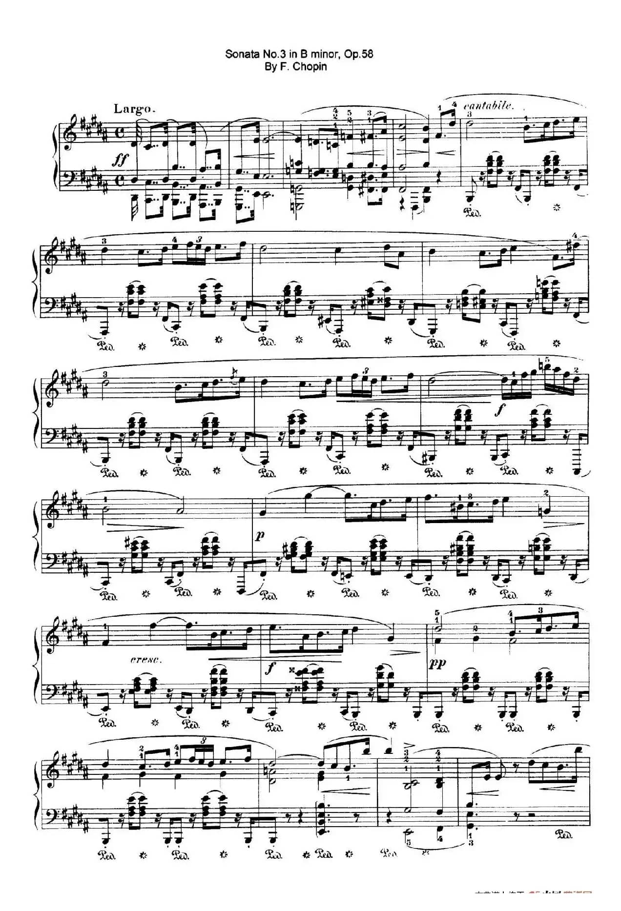 Piano Sonata No.3 in b Minor Op.58（b小调第三钢琴奏鸣曲·第三乐章）